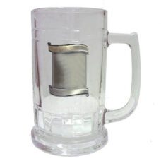 Glass Beer Mug with Pewter Badge