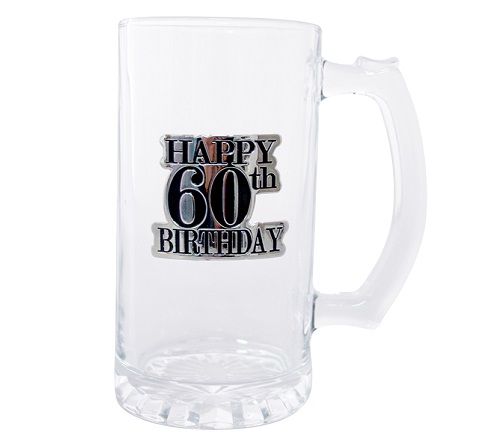 Badged Beer Glass (Happy 60th Birthday)