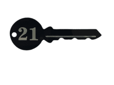 Black Acrylic 21st Key with Silver Mirror Inlay