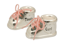 1st Tooth & Curl Trinket Shoes (Silver Plated - Pink)