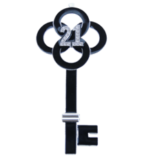 21st Birthday Key (Black Enamel)